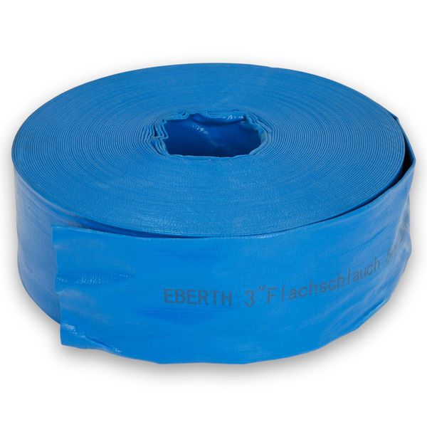 Tubo Piatto Eberth Da 3" Tubo Da Giardino Per Pompe In Lunghezza 50M, 3 Pollici, Diametro 76Mm, Flessibile, Pvc Resistente, Tubo Industriale"-image