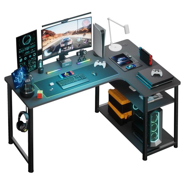 Gtplayer Scrivania Ad Angolo Scrivania Da Gioco Con Ripiano Porta, Scrivania Per Computer Da 100 Cm A Forma Di L, Scrivania Per Pc Per Ufficio-image