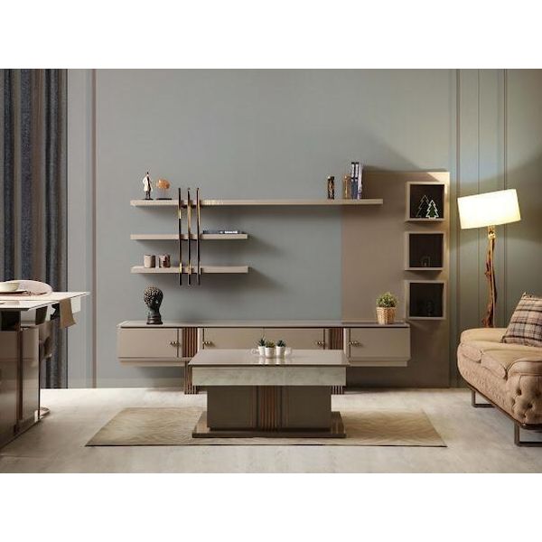 Cassettiera Di Design Credenza Specchio Legno Beige Mobili Novità-image