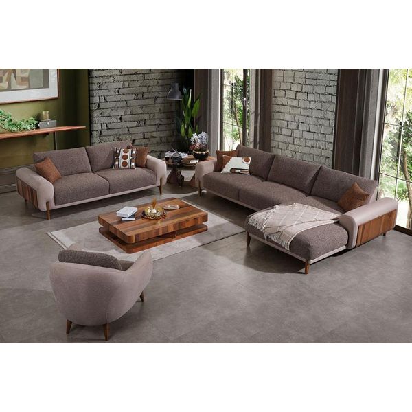 Set Divano Angolare Da Salotto + 3+1 Posti Completo 3 Pezzi Tessile-image