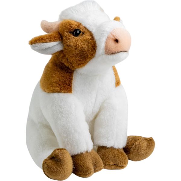 Carl Dick Mucca Seduta Marrone Bianca Circa 18 Cm Peluche, Peluche, Peluche 3609-image