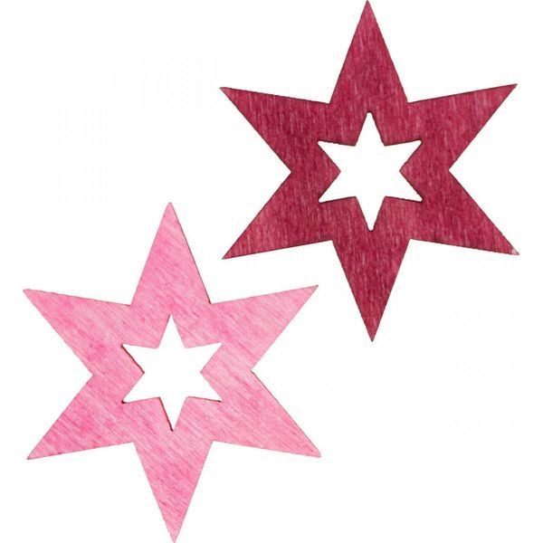Stelle Di Legno Decorazione Natalizia 72 Pezzi Viola Rosa 4Cm, 72 Pezzi-image