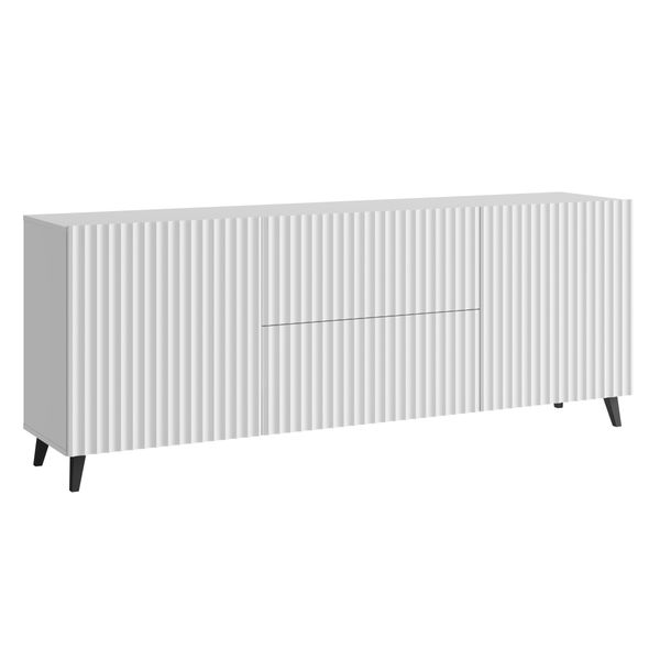 Minio Go For It, Cassettiera "Loket"" 180 Cm, Frontale In Mdf Con Motivo 3D, Colore Bianco"-image