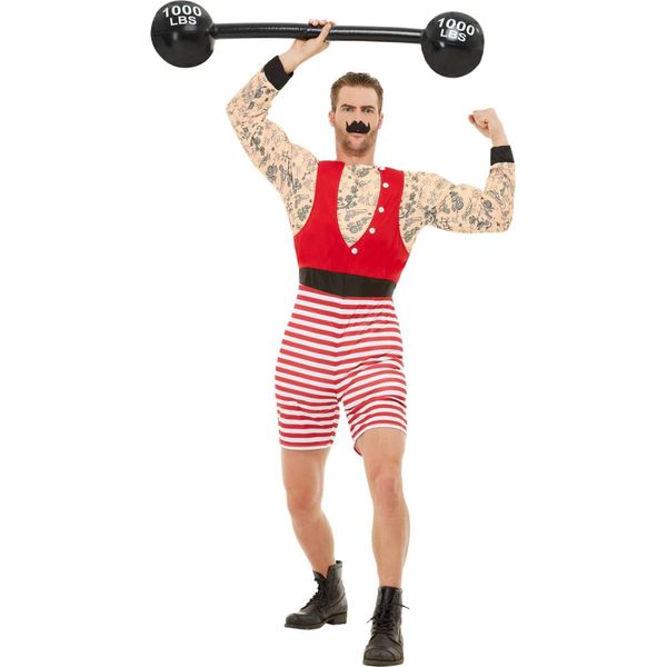 Smiffys - Set Di Costumi "Strongman Deluxe"" Per Uomo SM1721 (M) (Bianco/Rosso/Nero)"-image