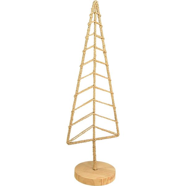 Decorazione Albero Di Natale Legno Metallo Natura 18X12X51Cm Natale-image