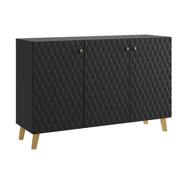 Minio Go For It, Cassettiera, Credenza Loket A 3 Ante, 120, Colore Nero-image
