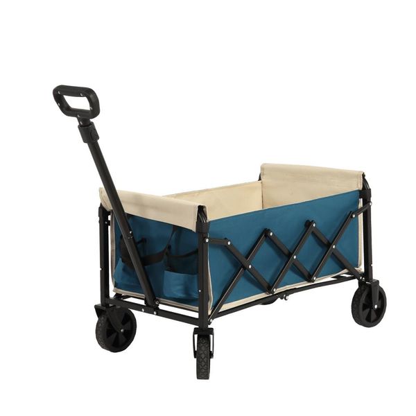 Carrello A Mano Aiorber, 70L, Pieghevole, Con Grandi Ruote, Maniglia Auto-Retrattile, Trolley, Robusto Telaio In Acciaio, Per Campeggio, Shopping, 66X41X44,5Cm, Blu-image