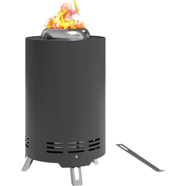 Outsunny Ciotola Per Fuoco Ø16X25Cm In Acciaio Inox Con Attizzatoio Senza Fumo-image