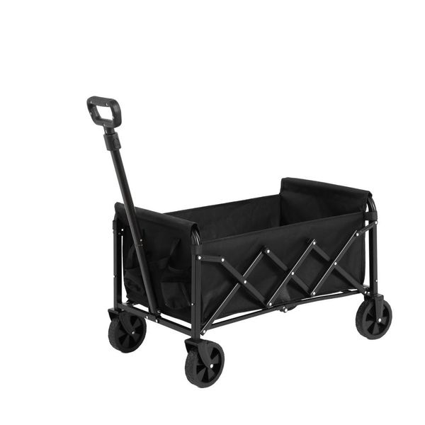 Carrello A Mano Aiorber, 70L, Pieghevole, Con Grandi Ruote, Maniglia Auto-Retrattile, Trolley, Stabile Struttura In Acciaio, Per Campeggio, Shopping, 66X41X44,5Cm, Nero-image