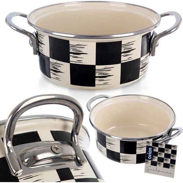 Orion Casseruola Smaltata Casseruola Smaltata Schachbrett 18 Cm 1,5 L-image