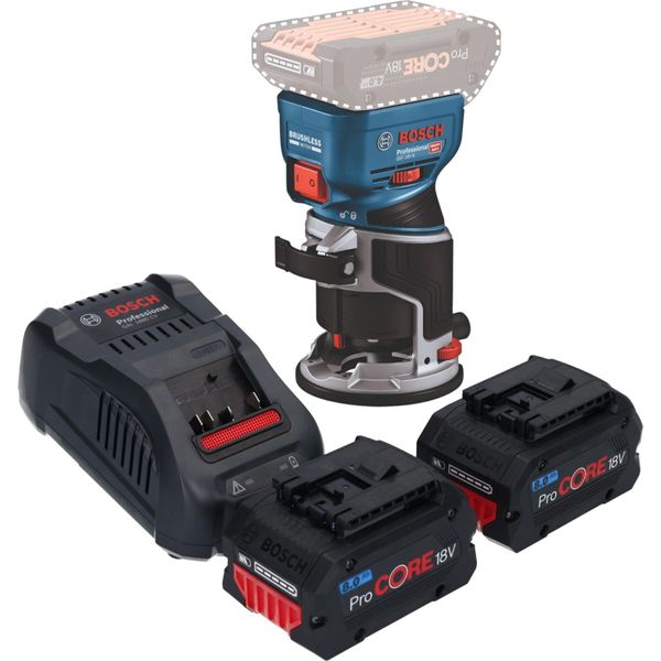 Bosch Gkf 18V-8 Posa Professionale Per Bordi A Batteria 18 V 8,0 Mm Senza Spazzole + 2X Batteria Procore 8,0 Ah + Caricabatteria-image