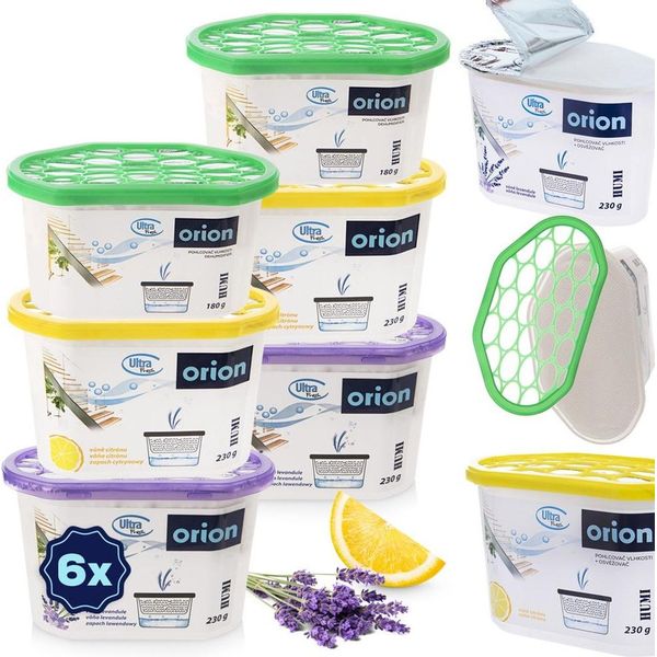 Orion Assorbitore Di Umidità Deumidificatore Deumidificatore Profumo Freshener Ultra Fresh 180 G / 230G 6 Pz.-image