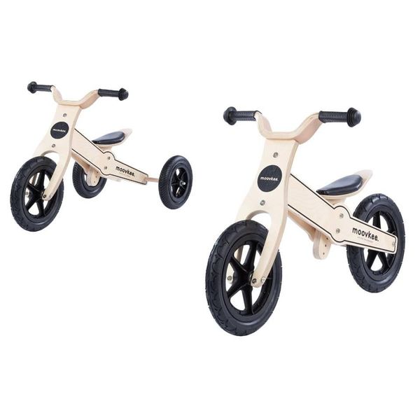 Triciclo Coil, Girello Per Bambini, Balance Bike Per Bambini, Bici In Legno, Balance Bike, 2In1, Telaio In Legno, Ruota Da 12 Pollici, Sellino In Ecopelle, Da 2 Anni, Beige-image