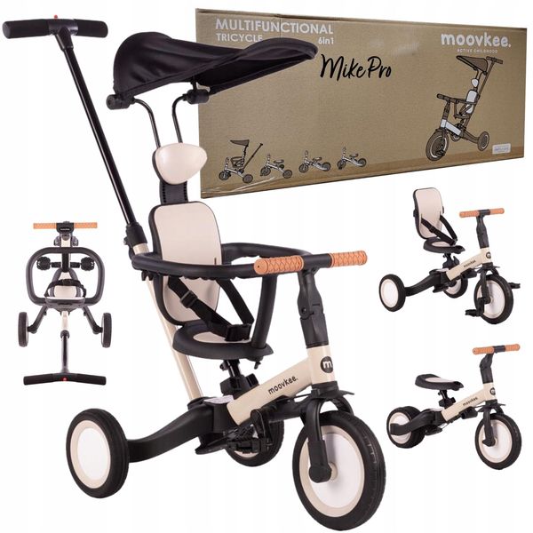 Triciclo Coil, Bici Per Imparare A Camminare, Balance Bike Per Bambini, Triciclo/Corsa, Balance Bike, 6In1, Sedile In Plastica, Da 12 Mesi, Ruote In Gomma, Regolazione In Altezza, Beige-image