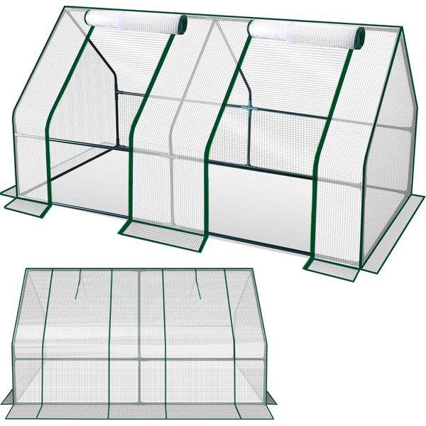 Jayseuw Mini Serra 180X90X90Cm Serra In Foglio Per Esterni Serra Con Cerniera E 2 Finestre In Rete Bianco-image