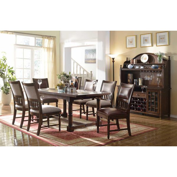 Set Sala Da Pranzo Tavolo 6 Sedie Credenza Tavoli Legno Design Gruppo 9 Pezzi-image