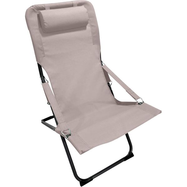 Sdraio Pieghevole Rebecca Mobili Tamatim 88X63X83 Poliestere Acciaio Beige Grigio Scuro-image