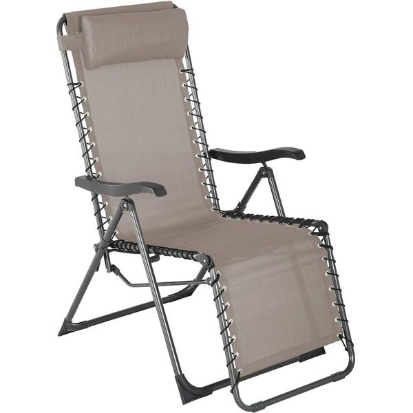 Sdraio Zero Gravity Rebecca Mobili Wollemi 113X66X104 Poliestere Acciaio Beige Grigio Scuro-image