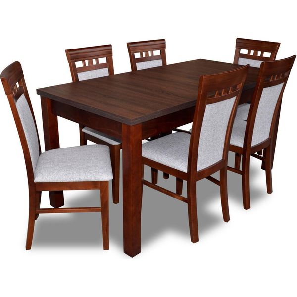 Tavolo Da Pranzo 6X Sedie Gruppo Sala Da Pranzo Set Tavolo Gruppo Sedute 7 Pz. Legno Nuovo-image