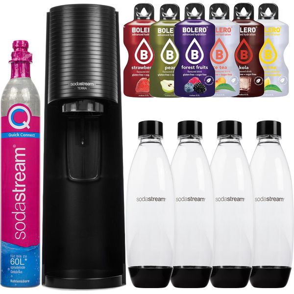 Sodastream Spumantizzatore Terra Black Set Con 4 Bottiglie 6 Sciroppi CO2-image