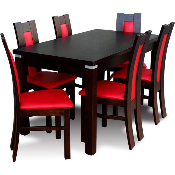 Tavolo Da Pranzo Moderno Set Di Sedie Tavoli + 6 Sedie Set Da Pranzo Di Design Legno-image