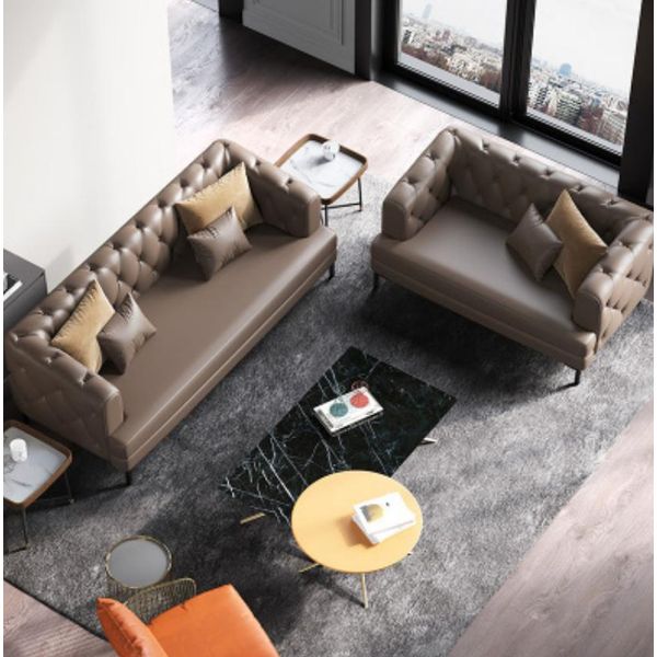 Set Di Divani 3+2 Posti Di Design Divani Imbottiti Divani In Pelle Set Relax-image