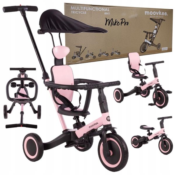 Triciclo Coil, Bici Per Imparare A Camminare, Balance Bike Per Bambini, Triciclo/Corsa, Balance Bike, 6In1, Sedile In Plastica, Da 12 Mesi, Ruote In Gomma, Regolazione In Altezza, Rosa-image