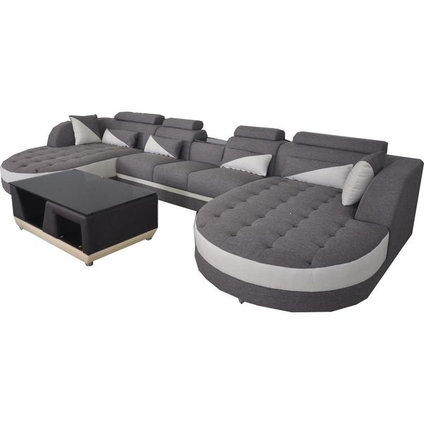 Divano Angolare Imbottito Divano Sedile Set Moderno Forma U Zona Giorno Angolo Pelle-image