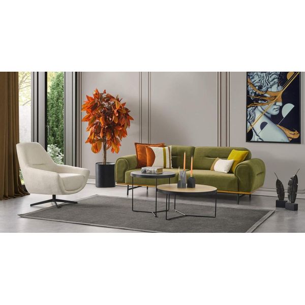 Set Di Divani Moderni A 3 + 1 Posti Di Design Verde Set Di Divani Da Salotto 2 Pezzi-image