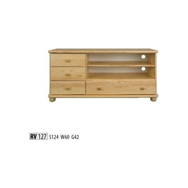 Credenza Rtv Cassettiera In Legno Credenze Soggiorno Cassettiere 124Cm Mobili Solidi-image