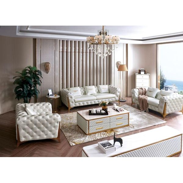Set Divani Chesterfield Di Lusso 3+2+1 Posti Mobili Divano Divano Nuovo-image