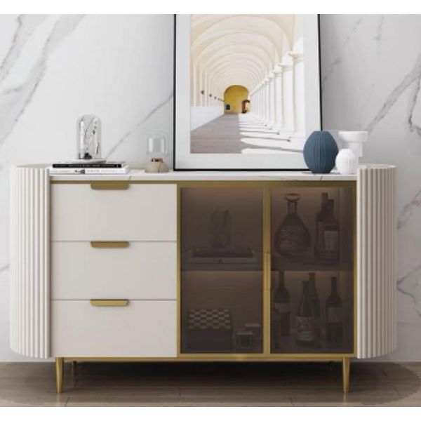 Cassettiera Di Design Armadio Credenza Soggiorno Scaffale In Acciaio Inox Lusso Bordo-image