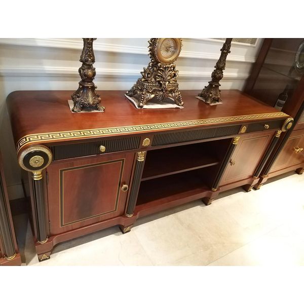 Credenza Tv Bassa Rtv Xxl Mobile Tavolo Soggiorno Legno Classico Barocco-image