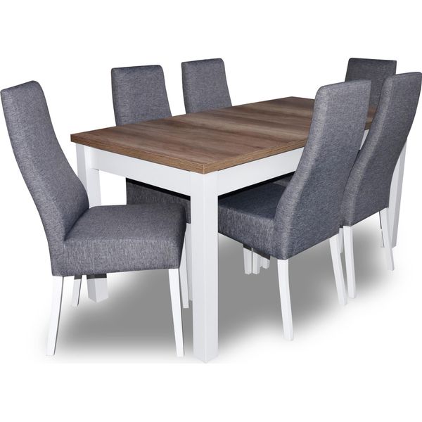 Tavolo Di Design + 6 Sedie Per Sala Da Pranzo Set Di Sedie Set Da Pranzo Tavoli Legno-image