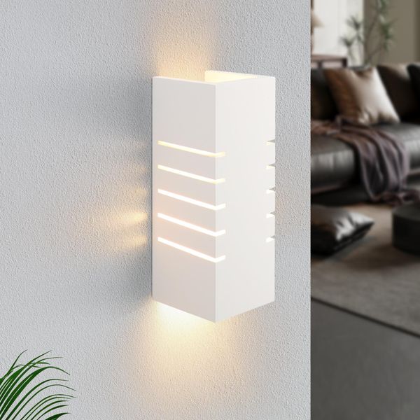 Zmh Lampada Da Parete Per Interni Up Down Design Moderno Lampade Da Parete Per Corridoio E14 Illuminazione Scale Luce Bianca In Gesso Illuminazione Da Parete Per Camera Da Letto Camera Dei Bambini Senza Lampadine-image