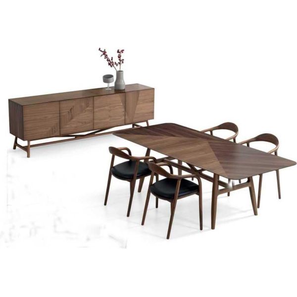 Set Sala Da Pranzo Moderno 6 Pezzi Tavolo 4X Sedie Con Credenza Gruppo Sala Da Pranzo-image