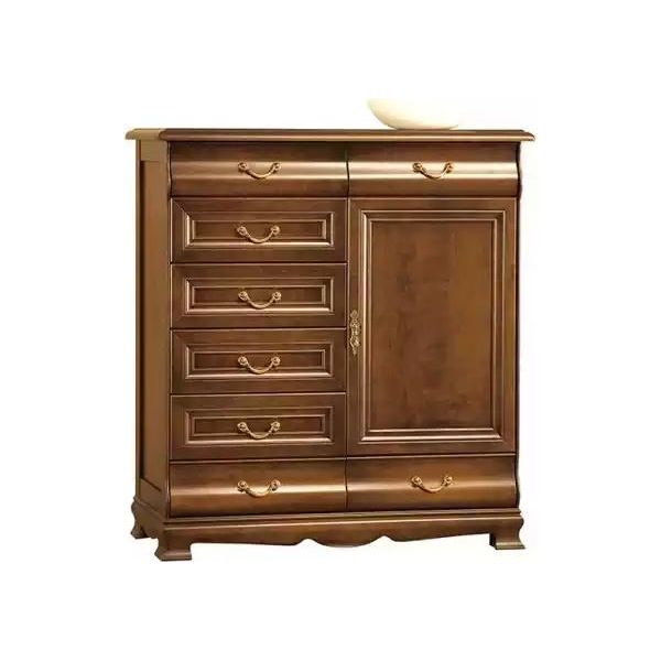 Cassettiera In Rovere Massiccio Credenza Cassettiera In Vero Legno Mobile Nuovo-image