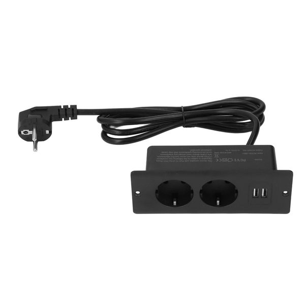 Presa Integrata, 2 Porte Usb 2-10 A, Presa Da Tavolo Integrata Nell'hub Di Alimentazione Da Tavolo Con Cavo Da 1,5 M-image