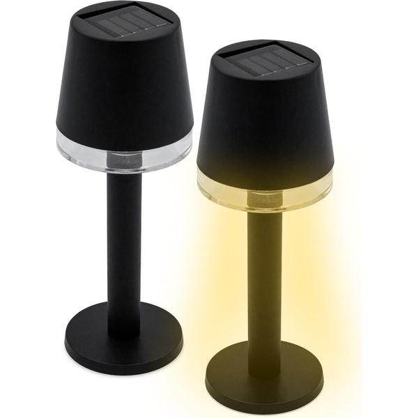 1.03 Lampada Solare Da Tavolo In Nero - Set Di 2 / Ciascuno Circa 22 X 8,5 Cm - Lampada Solare Da Tavolo Decorativa (Set Di 2)-image