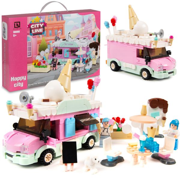 Set Di Blocchi Da Costruzione Coil, Blocchi Da Costruzione, Set Da Costruzione, Blocchi Compatibili, Gelateria/Fioraio, Da 6 Anni, 510 Pezzi.-image