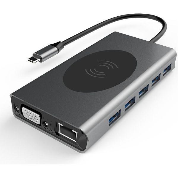 Inf Adattatore Multiporta Hub Type-C 14 In 1 Con Ethernet, Hdmi, Vga-image