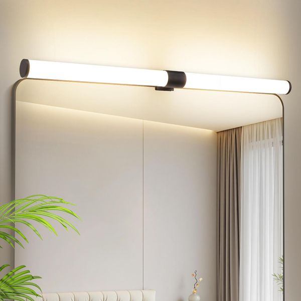 Zmh Luce A Specchio Lampada Da Parete A Led 60CM Parete Nera 8W Morsettibile IP44 Luce Da Parete 4000K Bianco Neutro Moderno-image