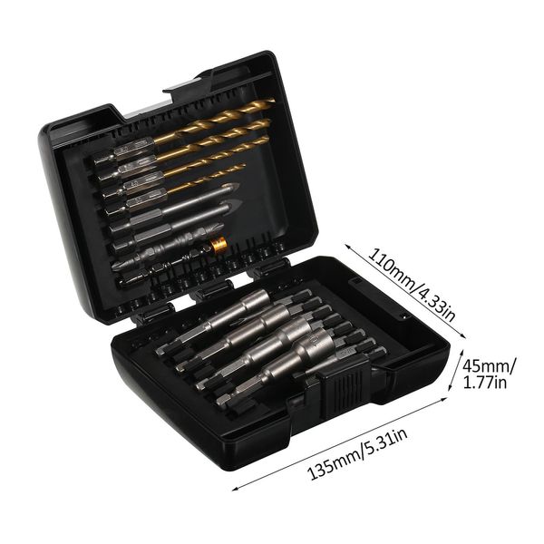 20PCS Set Di Punte Per Trapano Set Di Punte Per Avvitatore A Percussione Per Legno, Metallo, Acciaio E Punte Per Avvitatore Di Sicurezza Per Elettroutensili Con Custodia-image