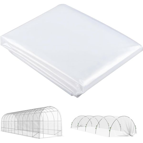 Outsunny Pellicola Per Serre 8X10 M Pellicola Da Giardino Impermeabile Con Protezione Uv, Pellicola Di Plastica Antistrappo Extra Spessa, Telo Di Copertura Per Serra Film Tunnel, Pellicola Tunnel Per Uso Esterno Trasparente-image