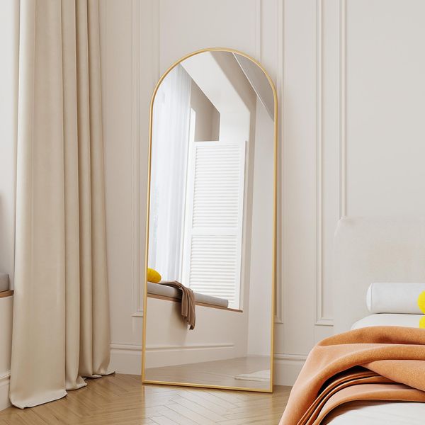 Proximax Specchio A Stelo 60 X 165 Cm Specchio A Figura Intera Cornice In Alluminio Dorata Specchio Specchio Curvo Per Vestirsi-image