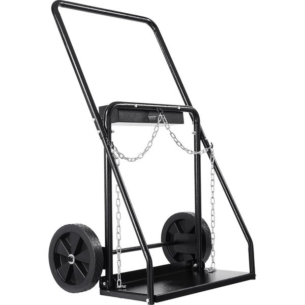 Carrello Portabombole Per Saldatura Vevor, Cisterna Per Ossiacetilene, Portata Statica 200 Kg, Ruote Piene Da 10", Adatto Per Due Bombole Di Diametro 12,5"""-image