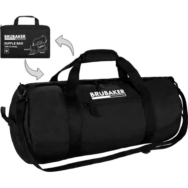 Brubaker Borsa Da Viaggio Pieghevole - Duffle Bag Nero - Borsa Sportiva Trasformabile Weekender Pieghevole - Borsa Da Allenamento Pieghevole Per Uomini E Donne, 36L-image