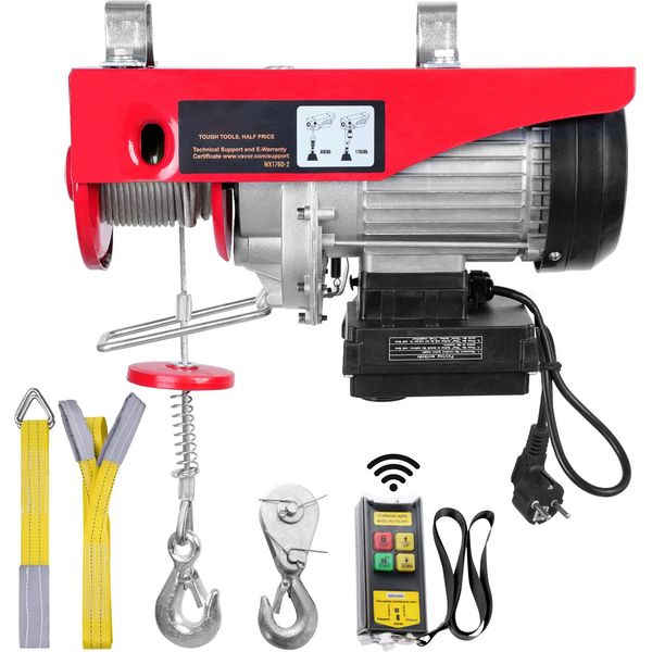 Succebuy Argano Elettrico A Cavo 1450W 220V Motorizzato Con Telecomando Senza Fili 12M Altezza Di Sollevamento 400Kg A 800Kg Paranco A Cavo Telecomandato Paranco A Catena-image