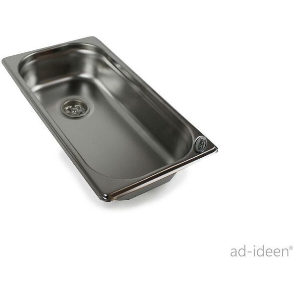 Lavello In Acciaio Inox Lavandino Da Campeggio + Scarico 325X176X65 3/4" 19Mm"-image