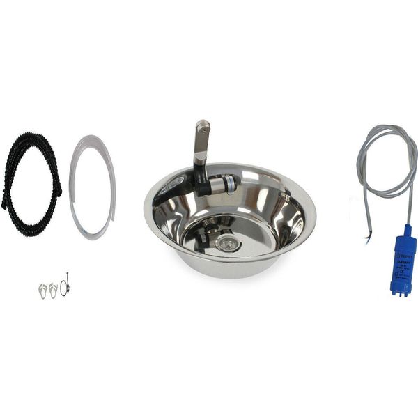 Lavello In Acciaio Inox Lavello Da Campeggio Integrato+ Scarico 32 Cm Rotondo + Accessori-image